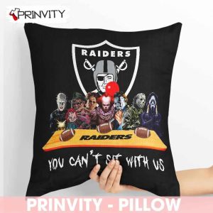 Las Vegas Raiders Horror Movies Halloween Pillow, You Can’t Sit With Us, Gift For Halloween, National Football League, Size 14”x14”, 16”x16”, 18”x18”, 20”x20” – Prinvity