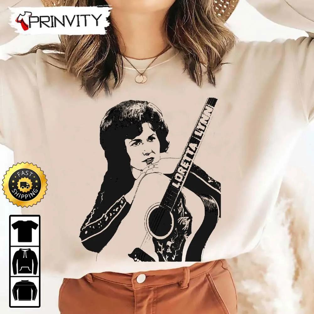 Loretta Lynn Legends Guitar T-Shirt, Country Music's Iconic, Unisex Hoodie, Sweatshirt, Long Sleeve, Tank Top - Prinvity