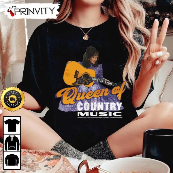 Loretta Lynn Queen Of Country Music T-Shirt, Country Music’s Iconic, Unisex Hoodie, Sweatshirt, Long Sleeve, Tank Top – Prinvity