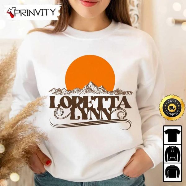 Loretta Lynn Rising Sun T-Shirt, Country Music’s Iconic, Unisex Hoodie, Sweatshirt, Long Sleeve, Tank Top – Prinvity