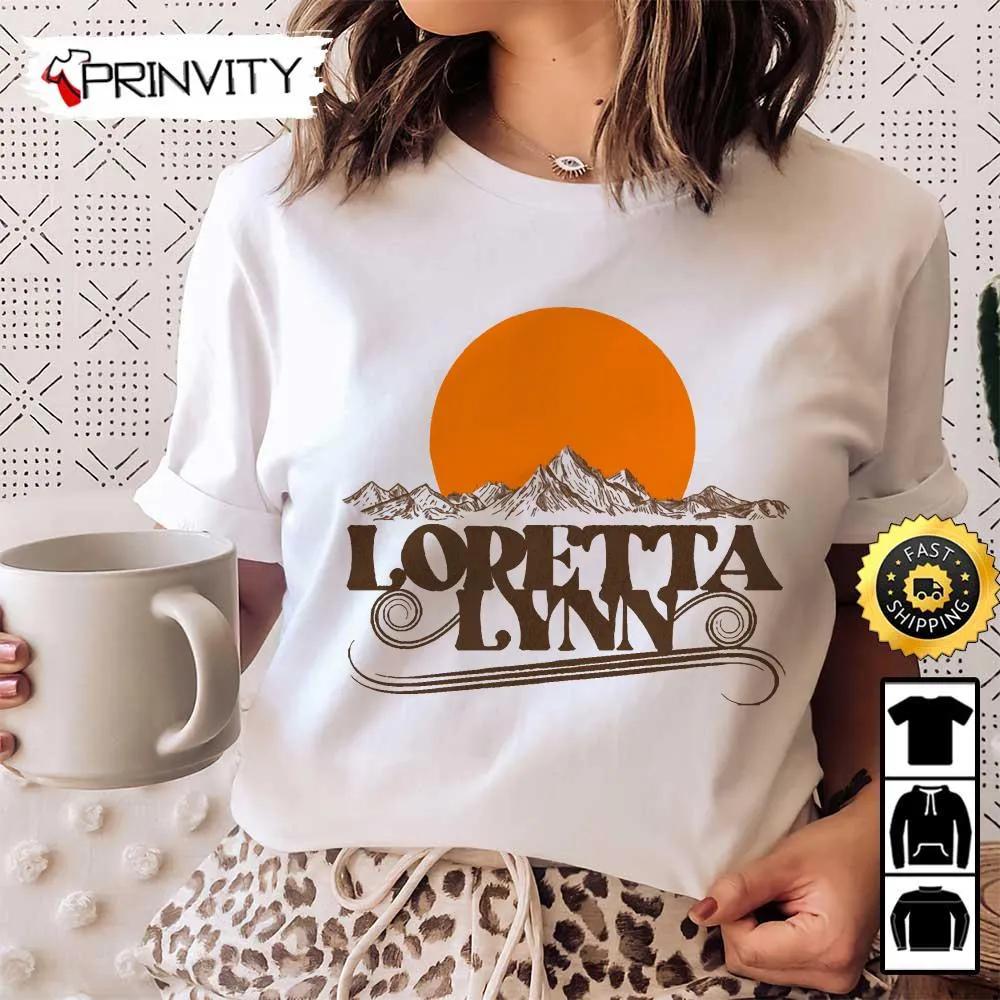 Loretta Lynn Rising Sun T-Shirt, Country Music's Iconic, Unisex Hoodie, Sweatshirt, Long Sleeve, Tank Top - Prinvity