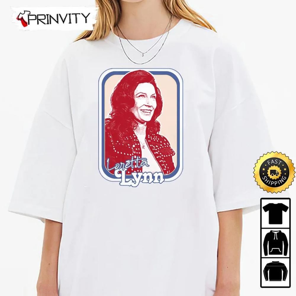 Loretta Lynn Style Country Music Fan Design Red T-Shirt, Country Music's Iconic, Unisex Hoodie, Sweatshirt, Long Sleeve, Tank Top - Prinvity