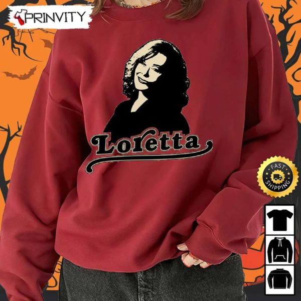 Loretta Lynn T-Shirt, Country Music’s Iconic, Unisex Hoodie, Sweatshirt, Long Sleeve, Tank Top – Prinvity