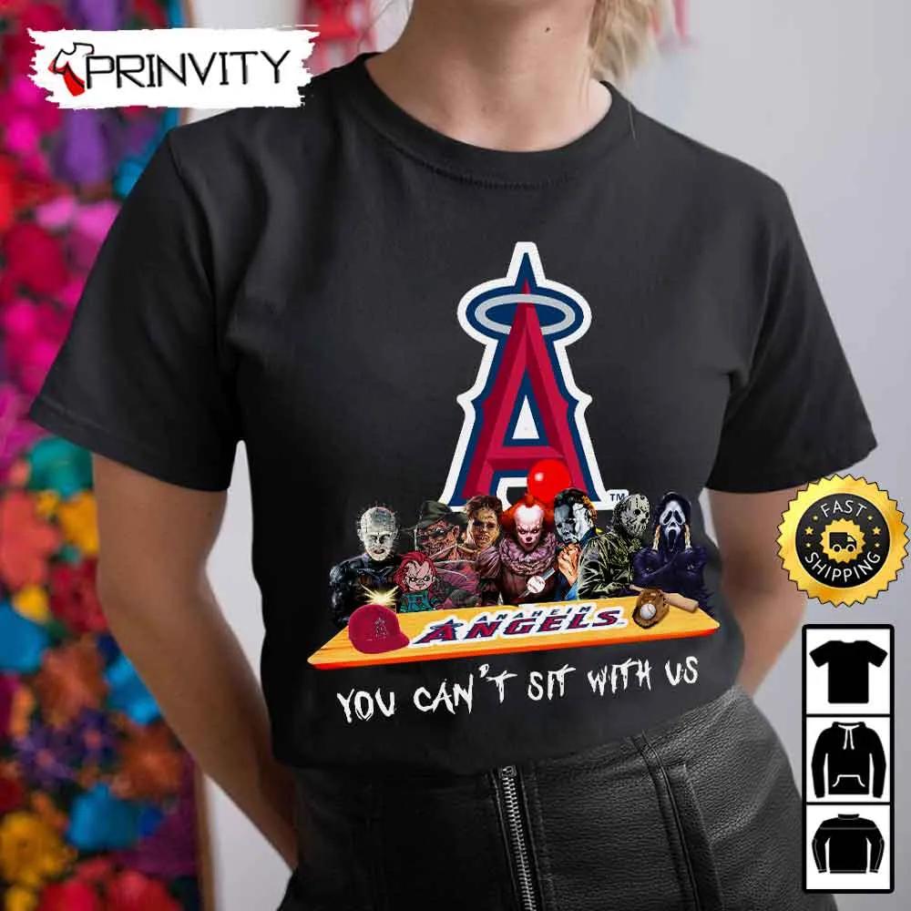 Los Angeles Angels Horror Movies Halloween Sweatshirt, You Can't Sit With Us, Gift For Halloween, Major League Baseball, Unisex Hoodie, T-Shirt, Long Sleeve - Prinvity