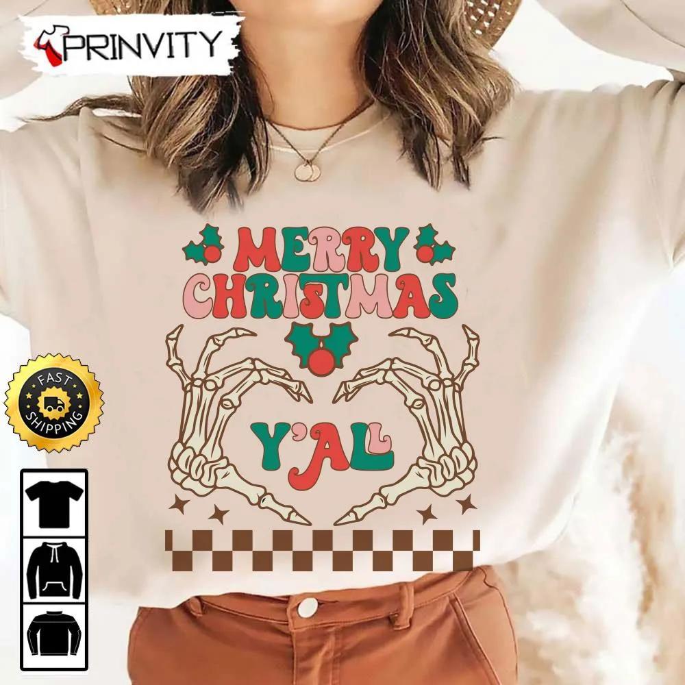 Best Christmas Gifts 2022 Merry Christmas Yall Skull Love Sweatshirt Merry Christmas GIfts For Christmas Happy Holiday Unisex Hoodie T Shirt Long Sleeve Tank Top Prinvity 4