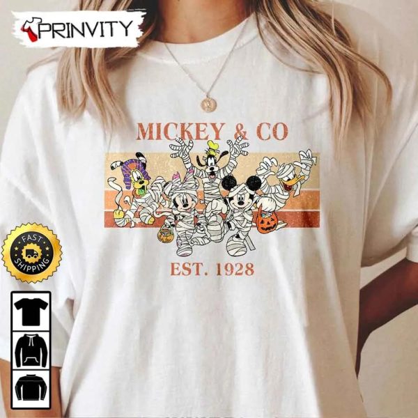 Mickey And Co Est 1928 Friends Mummy Halloween Sweatshirt, Walt Disney, Gift For Halloween, Unisex Hoodie, T-Shirt, Long Sleeve – Prinvity