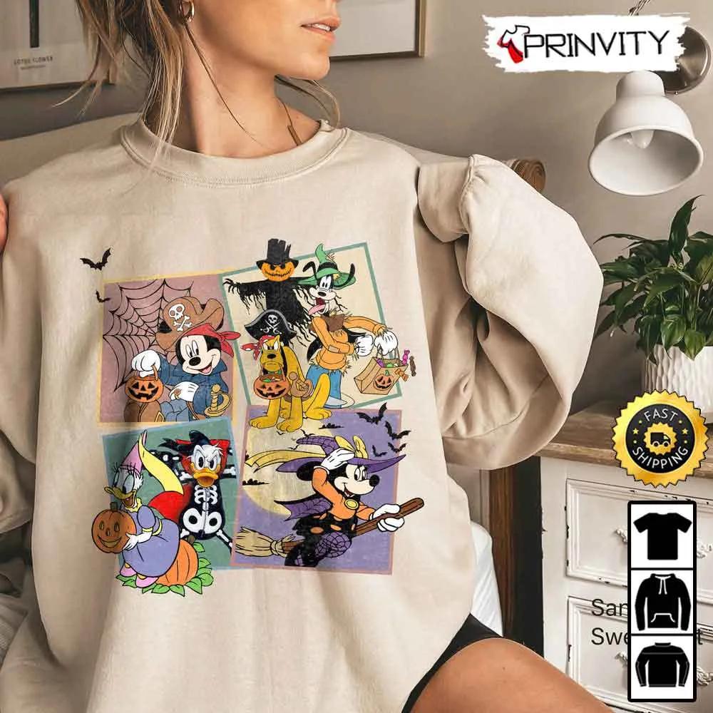 Mickey & Minnie And Friends Disney Halloween Sweatshirt, Trick Or Treat, Walt Disney, Gift For Halloween, Unisex Hoodie, T-Shirt, Long Sleeve - Prinvity