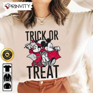 Mickey & Minnie Magic Halloween Trick Or Treat Sweatshirt, Walt Disney, Gift For Halloween, Unisex Hoodie, T-Shirt, Long Sleeve - Prinvity