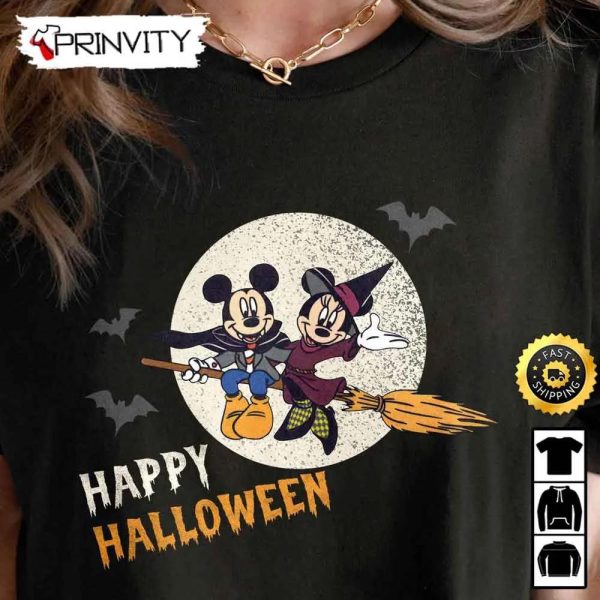Mickey & Minnie Mouse Magic Witch Happy Halloween Sweatshirt, Walt Disney, Gift For Halloween, Unisex Hoodie, T-Shirt, Long Sleeve – Prinvity