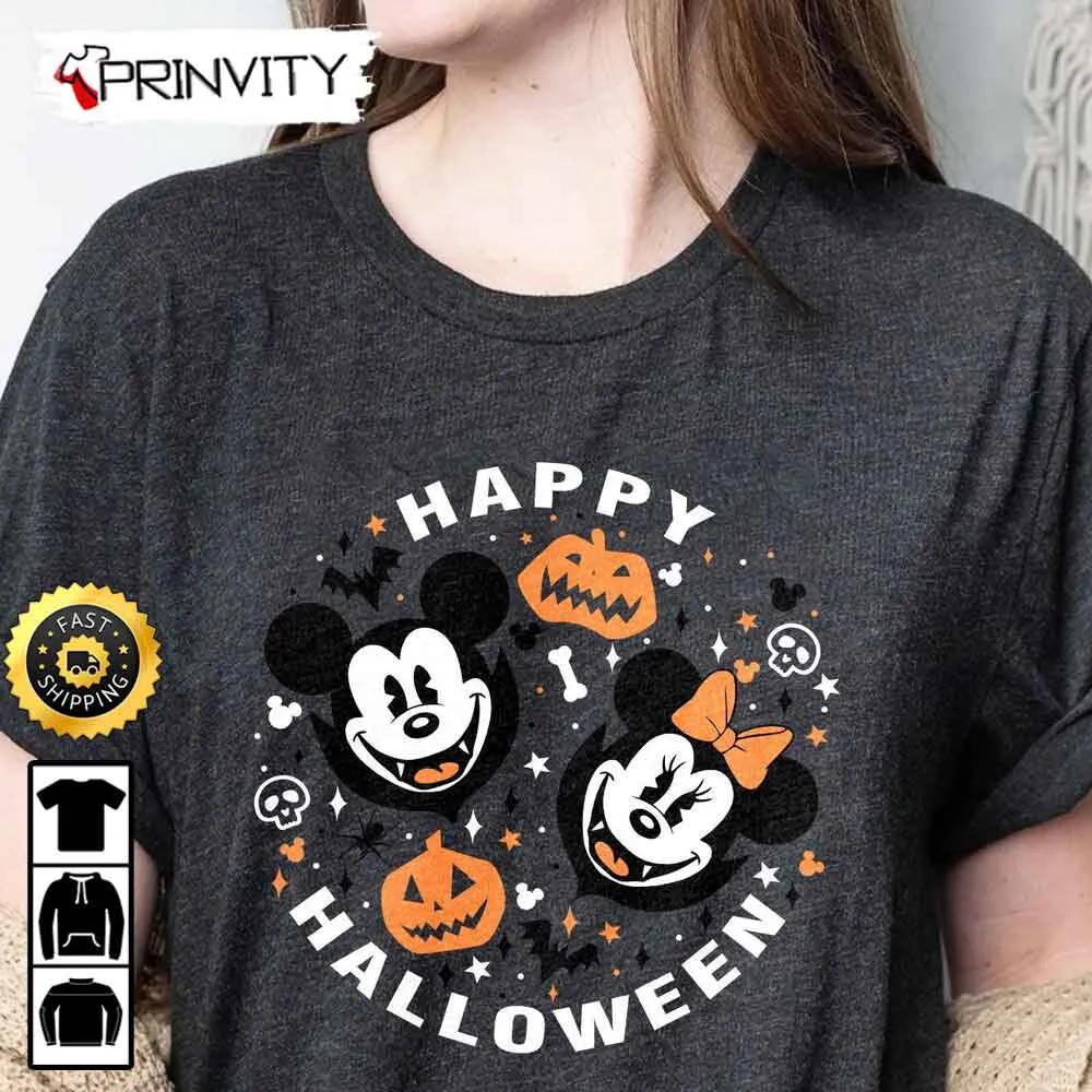 Mickey & Minnie Mouse Vampire Scary Happy Halloween Pumpkin Sweatshirt, Walt Disney, Gift For Halloween, Unisex Hoodie, T-Shirt, Long Sleeve - Prinvity