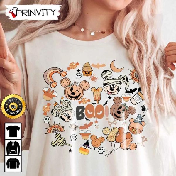 Mickey Minnie Mummies Disney Boo Spooky Seasons Halloween Pumpkin Sweatshirt, Walt Disney, Gift For Halloween, Unisex Hoodie, T-Shirt, Long Sleeve – Prinvity