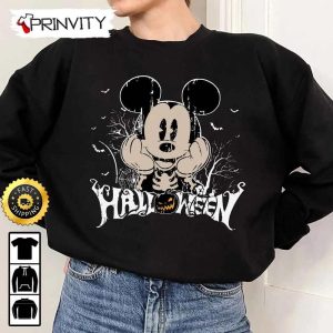 Mickey Mouse Skeleton Disney Halloween Pumpkin Scary Sweatshirt Walt Disney Gift For Halloween Unisex Hoodie T Shirt Long Sleeve Prinvity 2