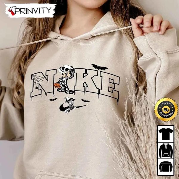 Mickey Skeleton Nike Disney Halloween 2022 Sweatshirt, Walt Disney, Gift For Halloween, Unisex Hoodie, T-Shirt, Long Sleeve – Prinvity