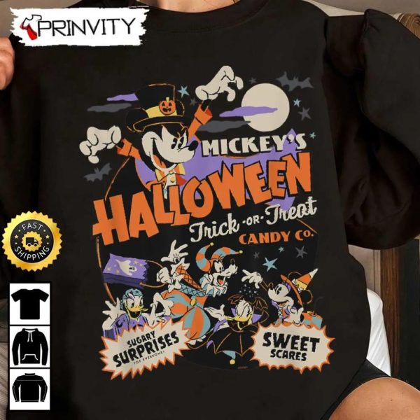 Mickey’s Halloween Trick Or Treat Candy Co Sweatshirt, Walt Disney, Gift For Halloween, Unisex Hoodie, T-Shirt, Long Sleeve – Prinvity