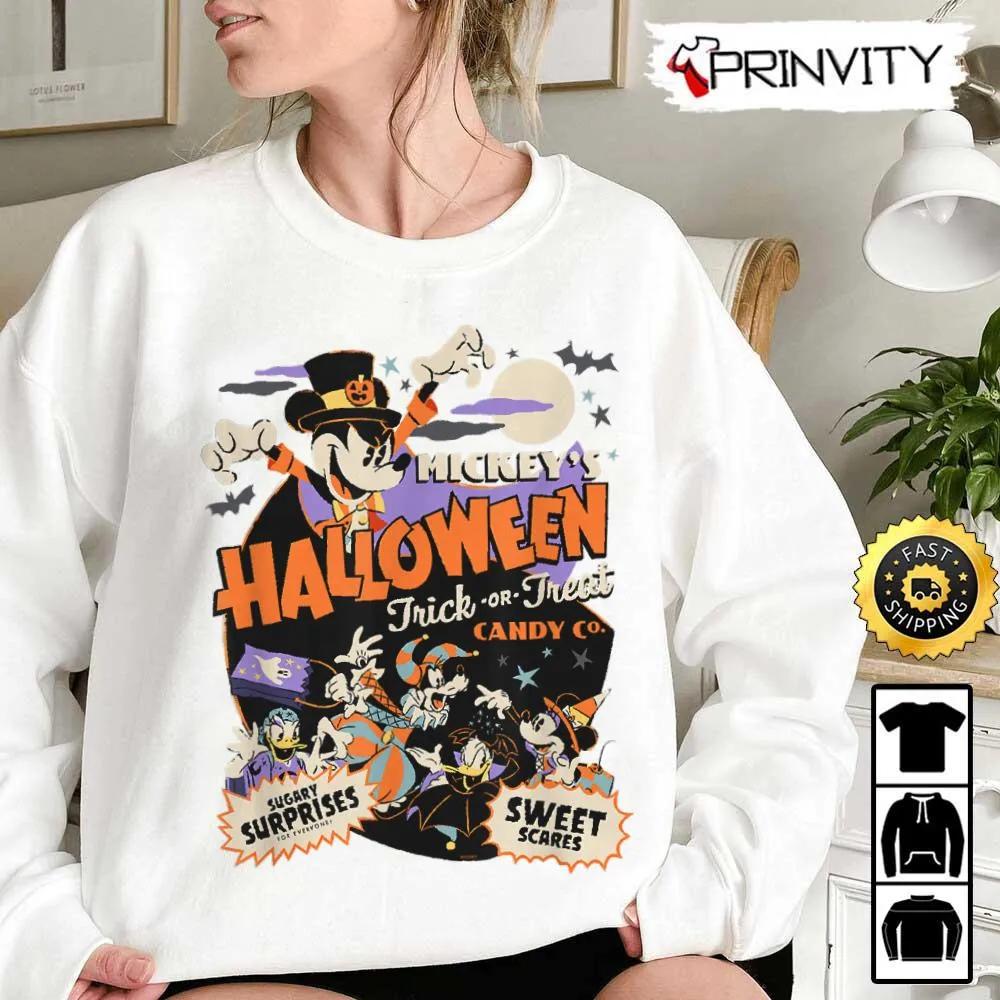 Mickey’s Halloween Trick Or Treat Candy Co Sweatshirt, Walt Disney, Gift For Halloween, Unisex Hoodie, T-Shirt, Long Sleeve - Prinvity