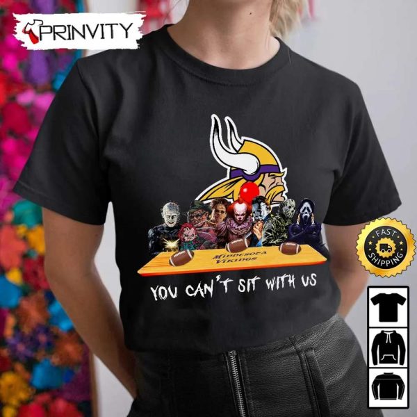 Minnesota Vikings Horror Movies Halloween Sweatshirt, You Can’t Sit With Us, Gift For Halloween, National Football League, Unisex Hoodie, T-Shirt, Long Sleeve – Prinvity