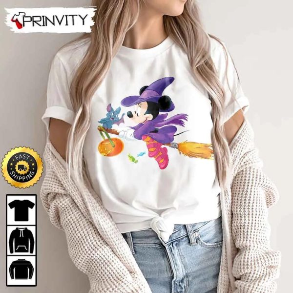 Minnie Mouse Flying Witch Halloween Sweatshirt, Walt Disney, Gift For Halloween, Unisex Hoodie, T-Shirt, Long Sleeve – Prinvity