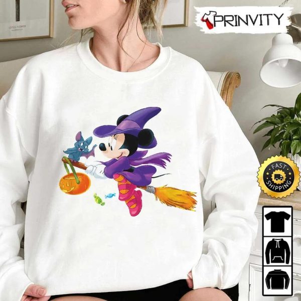 Minnie Mouse Flying Witch Halloween Sweatshirt, Walt Disney, Gift For Halloween, Unisex Hoodie, T-Shirt, Long Sleeve – Prinvity
