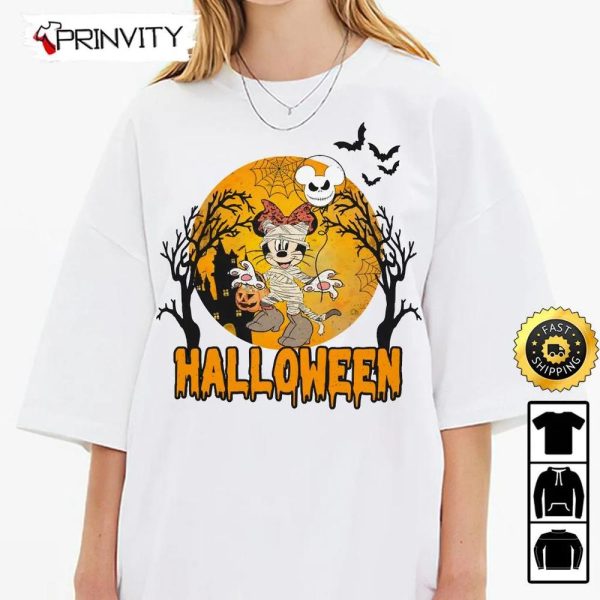 Minnie Mouse Halloween Pumpkin Balloon Jack Skellington Scary Sweatshirt, Walt Disney, Gift For Halloween, Unisex Hoodie, T-Shirt, Long Sleeve – Prinvity