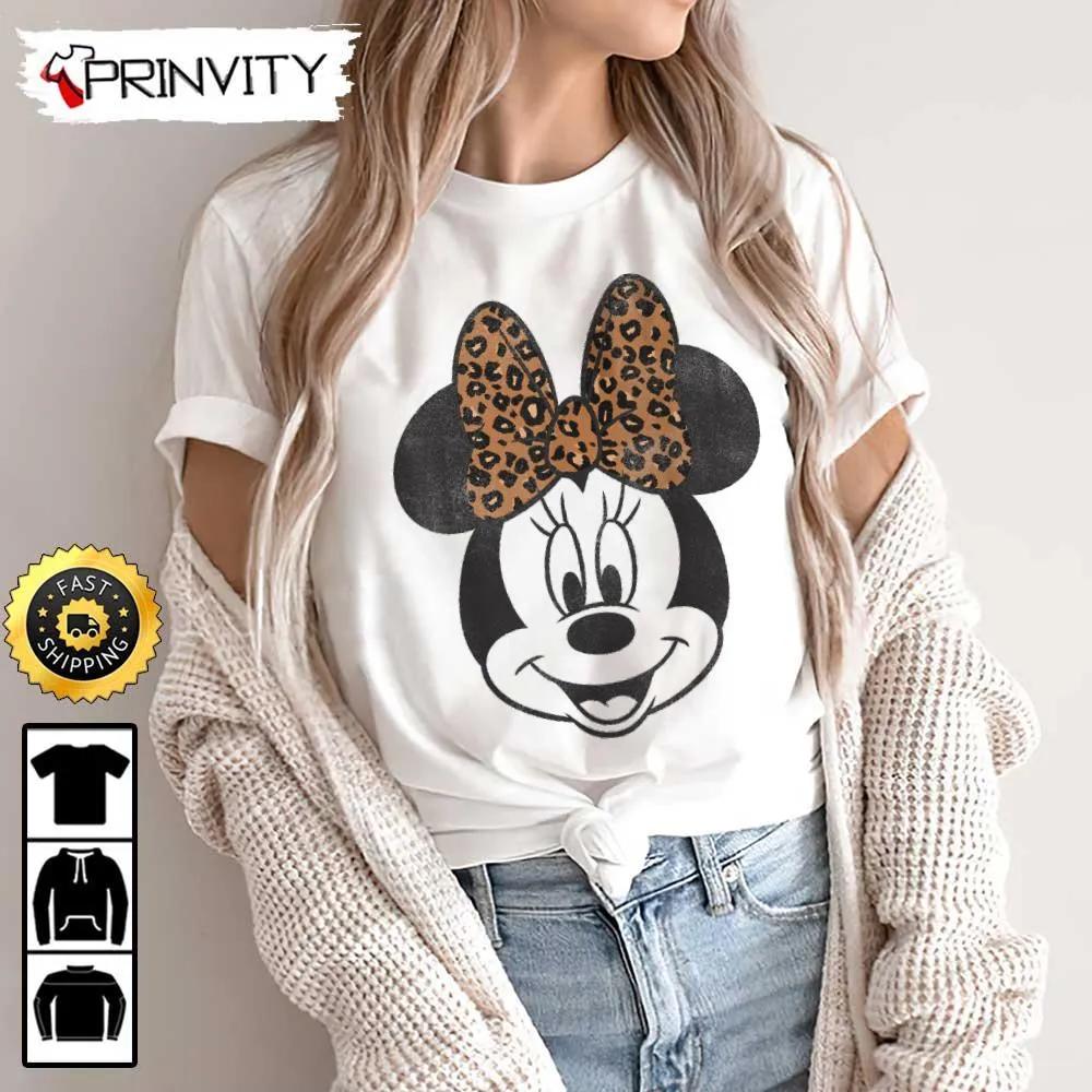 Minnie Mouse Leopard Cute Sweatshirt, Walt Disney, Gift For Halloween, Unisex Hoodie, T-Shirt, Long Sleeve - Prinvity