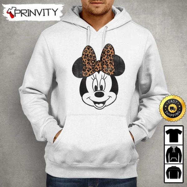 Minnie Mouse Leopard Cute Sweatshirt, Walt Disney, Gift For Halloween, Unisex Hoodie, T-Shirt, Long Sleeve – Prinvity