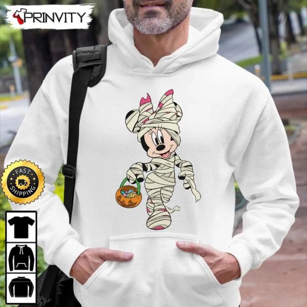 Minnie Mouse Mummies Halloween Pumpkin Trick Or Treat Sweatshirt, Walt Disney, Gift For Halloween, Unisex Hoodie, T-Shirt, Long Sleeve – Prinvity
