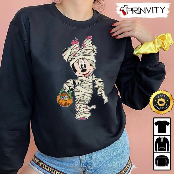 Minnie Mouse Mummies Halloween Pumpkin Trick Or Treat Sweatshirt, Walt Disney, Gift For Halloween, Unisex Hoodie, T-Shirt, Long Sleeve – Prinvity