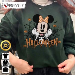 Minnie Mouse Skeleton Disney Characters Halloween Pumpkin Sweatshirt, Walt Disney, Gift For Halloween, Unisex Hoodie, T-Shirt, Long Sleeve - Prinvity