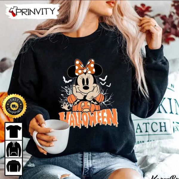 Minnie Mouse Skeleton Halloween Pumpkin Sweatshirt, Spooky Season, Disney Trip, Walt Disney, Gift For Halloween, Unisex Hoodie, T-Shirt, Long Sleeve – Prinvity