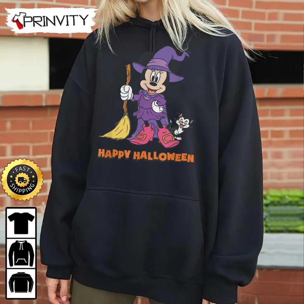 Disney Halloween Minnie Mouse Witch Minnie Mouse Witch Happy Halloween Sweatshirt, Walt Disney, Gift For Halloween, Unisex Hoodie, T-Shirt, Long Sleeve - Prinvity