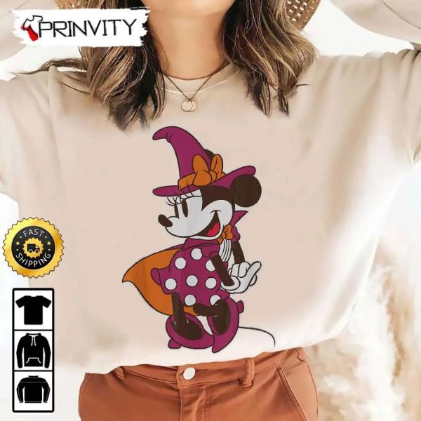 Minnie Mouse In Witch Halloween Sweatshirt, Walt Disney, Gift For Halloween, Unisex Hoodie, T-Shirt, Long Sleeve – Prinvity