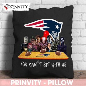New England Patriots Horror Movies Halloween Pillow, You Can't Sit With Us, Gift For Halloween, National Football League, Size 14”x14”, 16”x16”, 18”x18”, 20”x20” - Prinvity