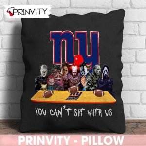 New York Giants Horror Movies Halloween Pillow, You Can't Sit With Us, Gift For Halloween, National Football League, Size 14”x14”, 16”x16”, 18”x18”, 20”x20” - Prinvity