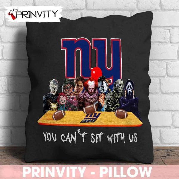 New York Giants Horror Movies Halloween Pillow, You Can’t Sit With Us, Gift For Halloween, National Football League, Size 14”x14”, 16”x16”, 18”x18”, 20”x20” – Prinvity