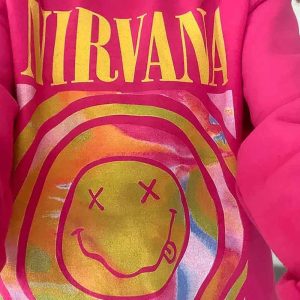 Nirvana Smiley Face Rock Band Sweatshirt, Nirvana Smile Face, Unisex Hoodie, T-Shirt, Long Sleeve, Tank Top - Prinvity