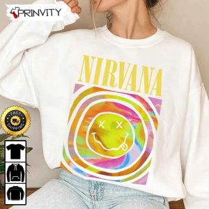 Nirvana Smiley Face Rock Band Sweatshirt, Nirvana Smile Face, Unisex Hoodie, T-Shirt, Long Sleeve, Tank Top - Prinvity