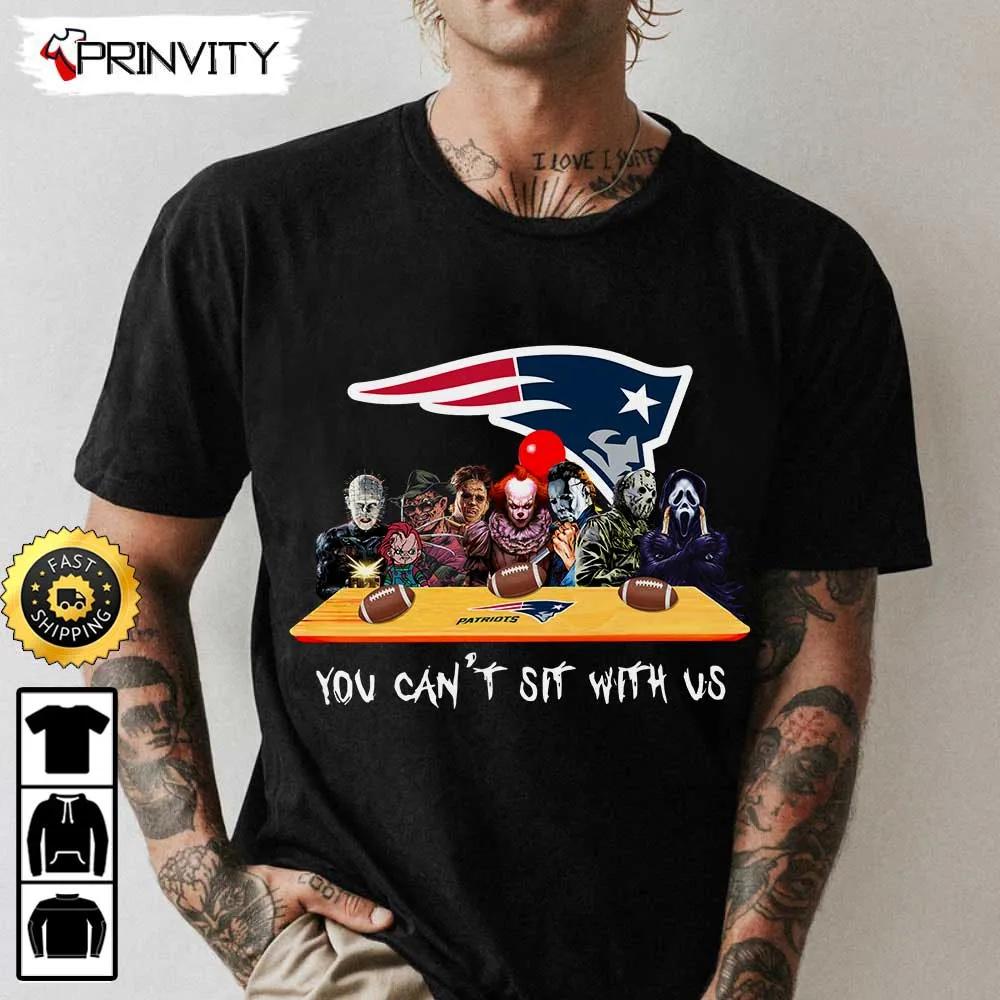 New England Patriots Horror Movies Halloween Sweatshirt, You Can't Sit With Us, Gift For Halloween, National Football League, Unisex Hoodie, T-Shirt, Long Sleeve - Prinvity
