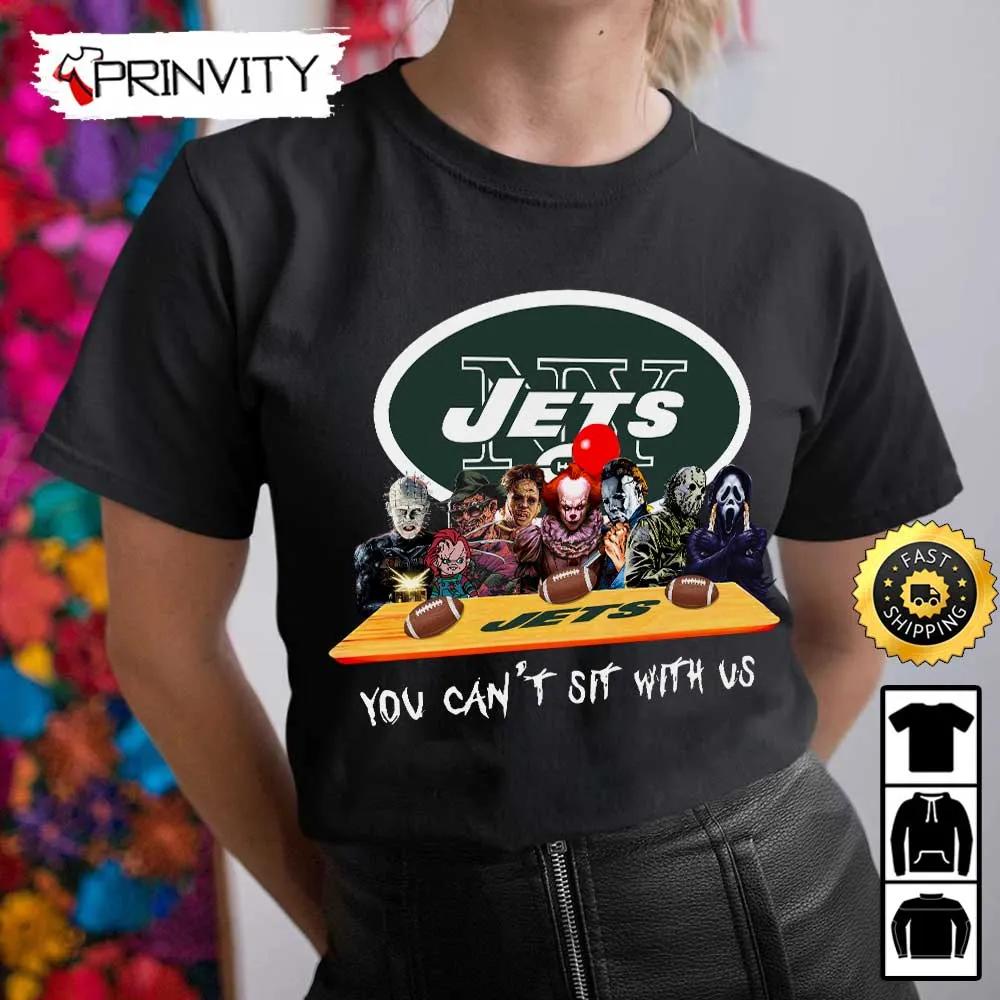 New York Jets Horror Movies Halloween Sweatshirt, You Can't Sit With Us, Gift For Halloween, National Football League, Unisex Hoodie, T-Shirt, Long Sleeve - Prinvity