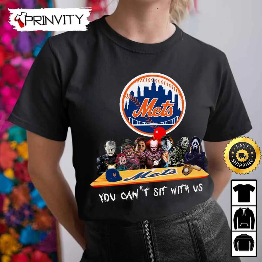 New York Mets Horror Movies Halloween Sweatshirt, You Can't Sit With Us, Gift For Halloween, Major League Baseball, Unisex Hoodie, T-Shirt, Long Sleeve - Prinvity