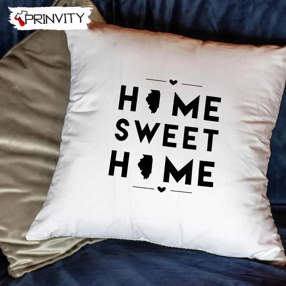 Personalization Moving Away Gift, New Home Or Housewarming Gift, Home Sweet Home Throw Pillow Cover - Personalizable Item -Same Or Any U.S State Map, Size 14''x14'', 16''x16'', 18''x18'',20''x20'' - Prinvity