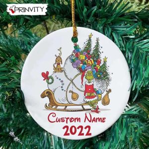 Personalized The Grinch Christmas 2022 Ornaments Ceramic Custom Name Best Christmas Gifts For 2022 Merry Christmas Happy Holidays Prinvity 1
