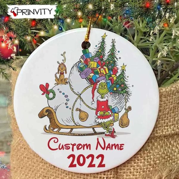Personalized The Grinch Christmas 2022 Ornaments Ceramic, Custom Name Best Christmas Gifts For 2022, Merry Christmas, Happy Holidays – Prinvity