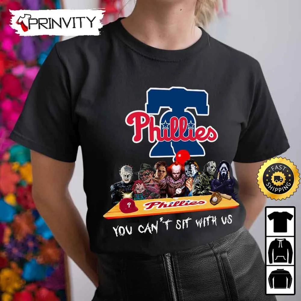 Philadelphia Phillies Horror Movies Halloween Sweatshirt, You Can't Sit With Us, Gift For Halloween, Major League Baseball, Unisex Hoodie, T-Shirt, Long Sleeve - Prinvity