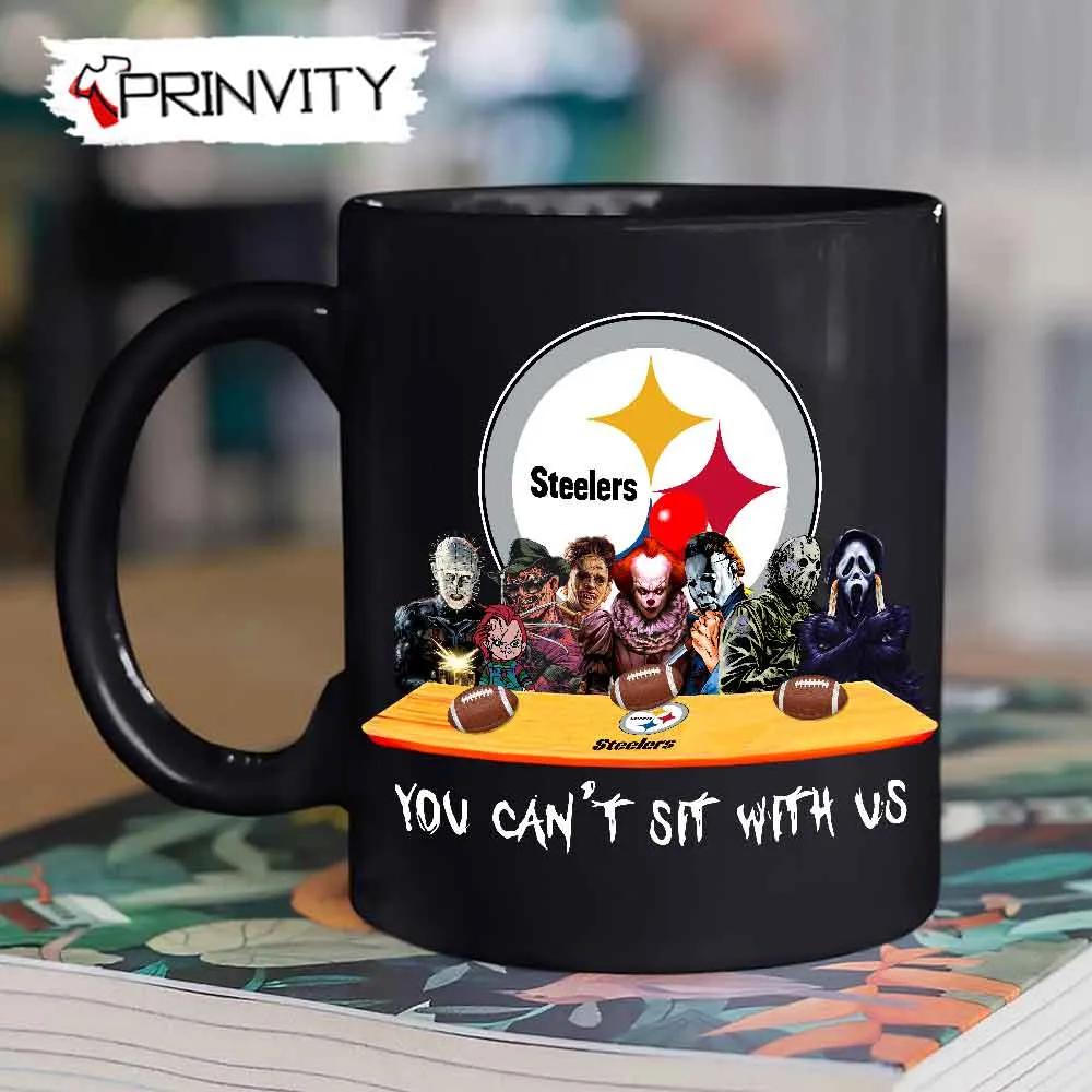 Pittsburgh Steelers Horror Movies Halloween Mug, Size 11oz & 15oz, You Can't Sit With Us, Gift For Halloween, Pittsburgh Steelers Club National Football League - Prinvity