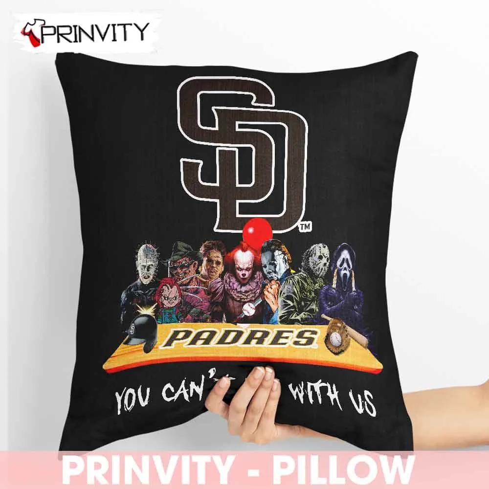 San Diego Padres Horror Movies Halloween Pillow, You Can't Sit With Us, Gift For Halloween, San Diego Padres Club Major League Baseball, Size 14”x14”, 16”x16”, 18”x18”, 20”x20” - Prinvity