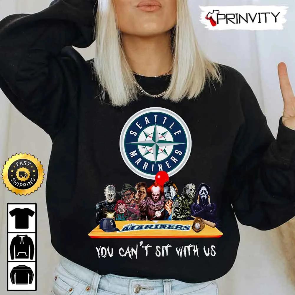 Seattle Mariners Horror Movies Halloween Sweatshirt, You Can't Sit With Us, Gift For Halloween, Major League Baseball, Unisex Hoodie, T-Shirt, Long Sleeve - Prinvity