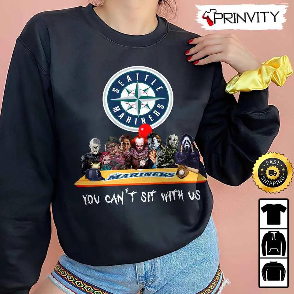 Seattle Mariners Horror Movies Halloween Sweatshirt, You Can't Sit With Us, Gift For Halloween, Major League Baseball, Unisex Hoodie, T-Shirt, Long Sleeve - Prinvity