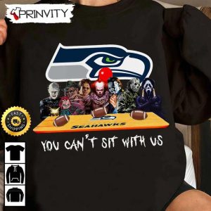 Seattle Seahawks Horror Movies Halloween Sweatshirt, You Can't Sit With Us, Gift For Halloween, National Football League, Unisex Hoodie, T-Shirt, Long Sleeve - Prinvity