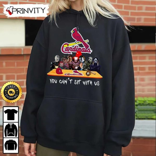 St. Louis Cardinals Horror Movies Halloween Sweatshirt, You Can’t Sit With Us, Gift For Halloween, Major League Baseball, Unisex Hoodie, T-Shirt, Long Sleeve – Prinvity