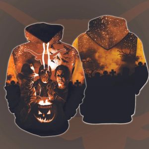 Texas Longhorns Horror Movies Halloween 3D Hoodie All Over Printed, FBS, Football Bowl Subdivision, NCAA, Michael Myers, Jason Voorhees - Prinvity